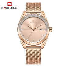 NAVIFORCE 5015 Women Watches Top Luxury Brand Quartz Watch Lady Fashion Leather Clock Waterproof Date Girl Wristwatch Gift